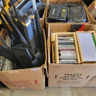 #2522 • Two Boxes of CDs and Metal Rack
