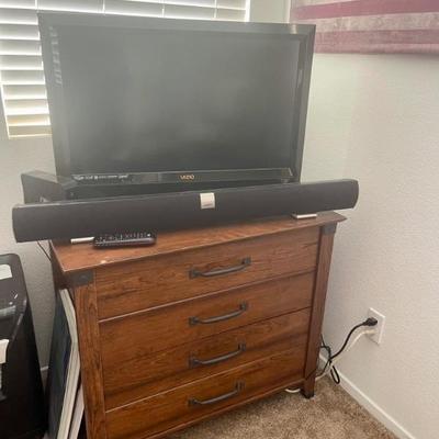 TV  and file cabinet 
