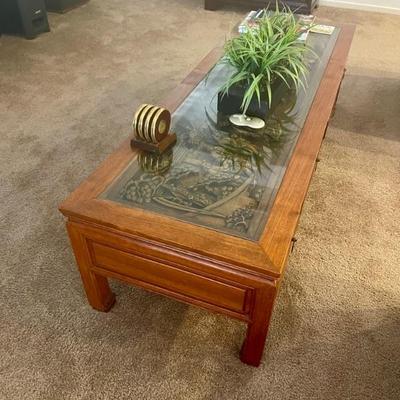 Coffee table carved MCM TEAK RARE TO SEE ! 