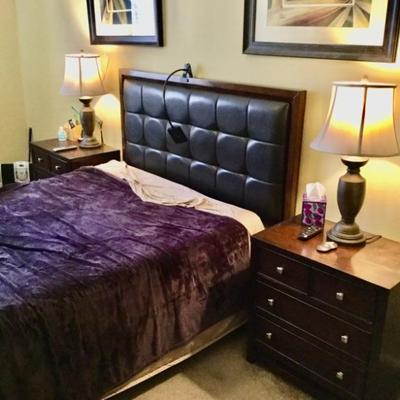 Master bedroom leather headboard 