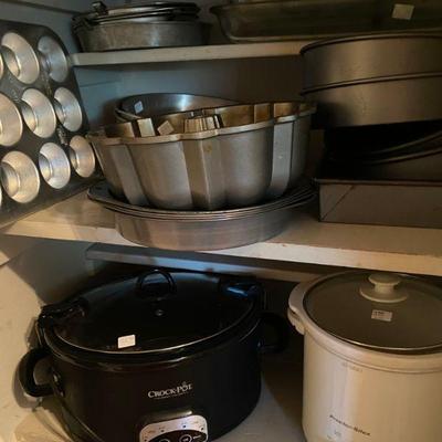 Assorted Cooking pans, small kitchen appliances by Proctor Silex, Krups and Cuisinart