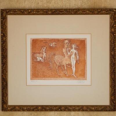 “The Lapiths and The Centaurs”, etching by Lars Bo, signed and numbered in pencil 76/250