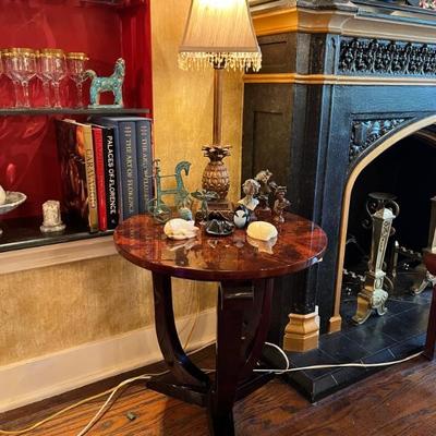 1930s and 40s French Art Deco tulip legged side tables and chairs