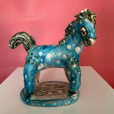 Salt glazed ceramic horse by Gambone, Italy