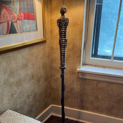 Mario Villa signed floor lamp, Nefertiti series, mixed metals