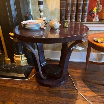 1930s and 40s French Art Deco tulip legged side tables and chairs