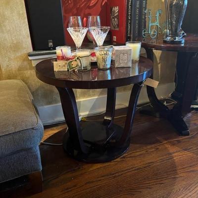 1930s and 40s French Art Deco tulip legged side tables and chairs