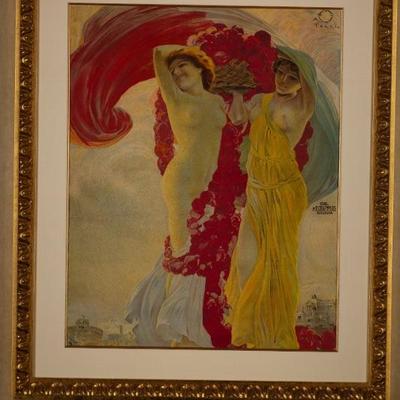 Art Nouveau poster, 1911, for the Rome Exhbition, it has been trimmed
