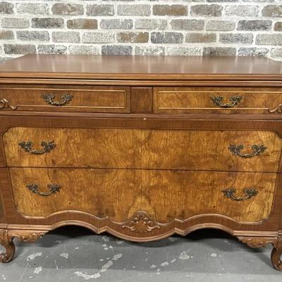 Antique Burled Wood Buffet w/ Dovetail Styling