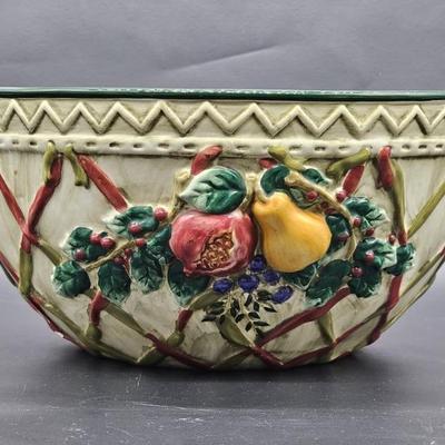 World Market Ceramic Bowl w/ Raised Fruit Design