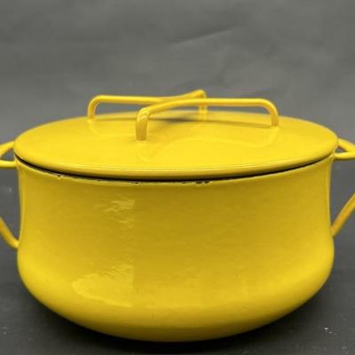 Vintage Dansk Yellow Enameled Lidded Pot