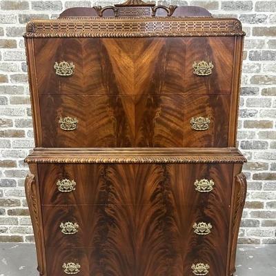 Vintage Art Nouveau Chinoiserie Burled Wood Bureau