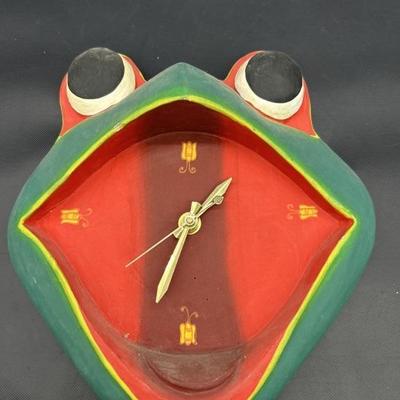 Whimsical Big Mouth Frog Quartz Wall Clock