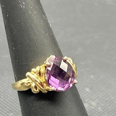 Purple Sapphire w/ 925 Gold Vermeil Ring, Size 7