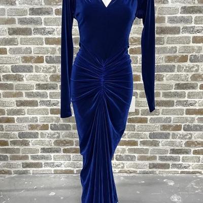 Marc Bouwer Couture, Blue Velvet Formal Dress