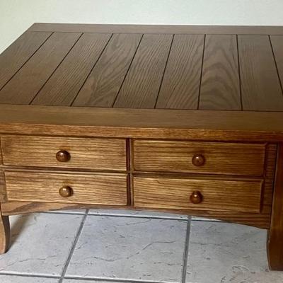 Oak Finish Square Coffee Table