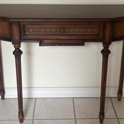 Demi Lune Wooden Entry Table w/ Drawer