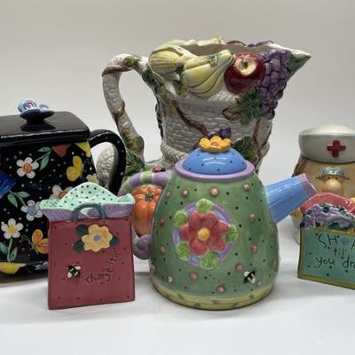 Collection of Teapots, Pitchers, Kitchen Ceramics