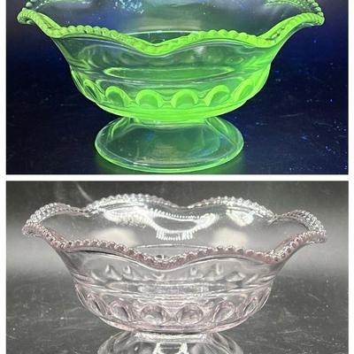 Vintage Crimped Bowl - Glows in Black Light
