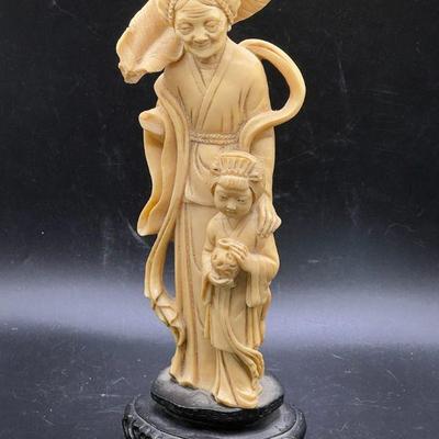 Vintage Asian Sculpture - Woman with Child
