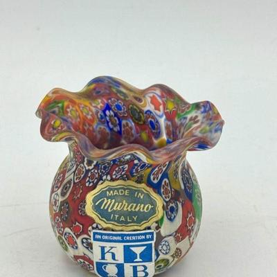 KB Murano Millefiori Blown Glass Vase
