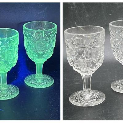 (2) Matching Cordials in Black Light Reactive Glass
