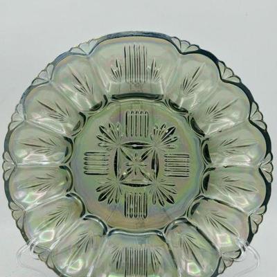 Federal Carnival Smoke Glass Iridescent Deviled Egg Tray
