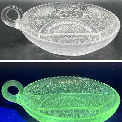 EAPG Divided Dish with Sandwich Pattern & Scalloped Edge
