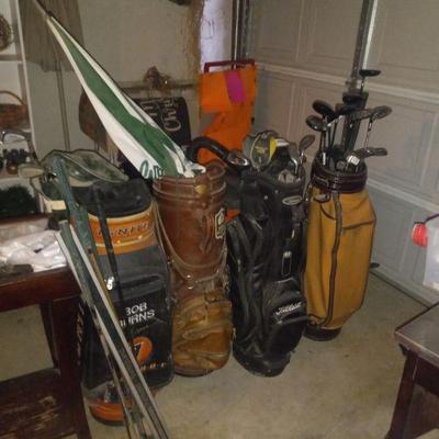 Golf clubs and bags