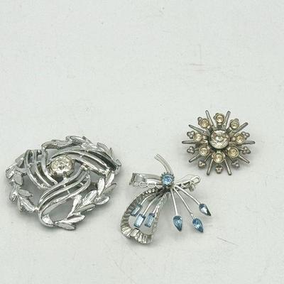 (3) Vintage Rhinstone Brooches
