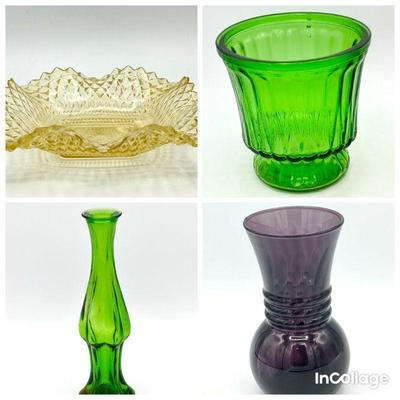 (4) Vintage Glass Dishes Feat. Indiana & Depression Glass
