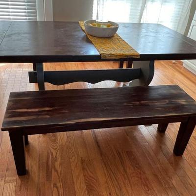 Country style kitchen table with 2 benches 