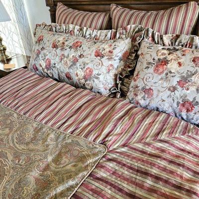 Top Quality Ethan Allen Bedding - Includes King Bedspread, Two King Pillow Shams & Three Euro Shams 