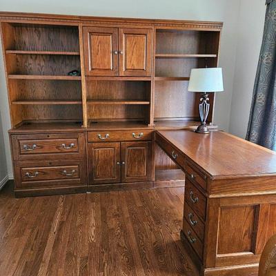 "L" Shaped Office Furniture - 2-Way Desk and Storage Shelves  