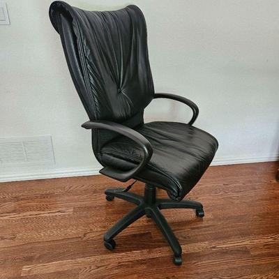 Black Faux Leather (Vinyl) Office Chair on Wheels  