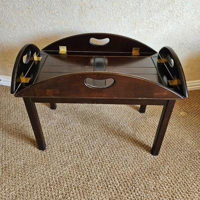 Bombay Co. Butler's Tray / Drop Leaf Coffee Table in Dark Wood Tones 