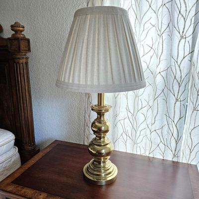 Vintage Brass Baluster Style Stiffel Lamp - 27" Tall With Pleated Shade (Two Available - Sold Separately)  