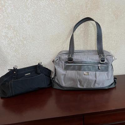  Large Eagle Creek Gray Canvas Handbag and Small Black Baggallini Travel Bag