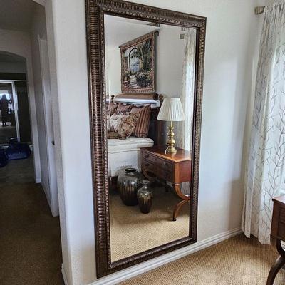 77" Tall Full Length Bevelled Wall Mirror w/ Ornate Frame 