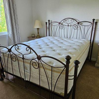 Queen Metal Bed Frame in Bronze Tone Plus Stearns & Foster Queen Pillow Top Mattress & Box Spring