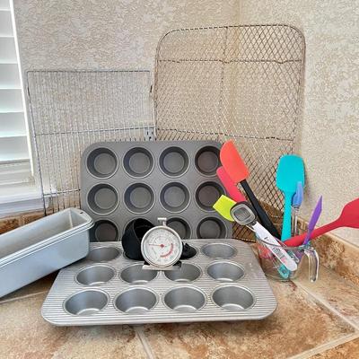 Baking and Cooking Essentials Lot - Muffin Pans, Loaf Pans, Cooling Racks & More
