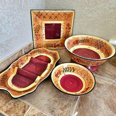 Nanette Vacher Romance Set of Four Serving Pieces in Warm Tones 