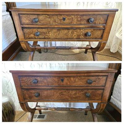 Pair of Ethan Allen "Townhouse" Collection Burl Wood Night Stands