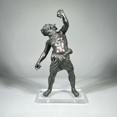 BRONZED GREEK FIGURE | Figure of Silenus, Greek God of Wine on acrylic base, bronzed or bronze finish over composition.

