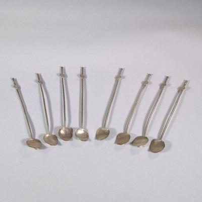 (8PC) JMT MEXICAN STERLING ICED TEA STIRRERS | Iced Tea stirrers & straws, signed on back.

