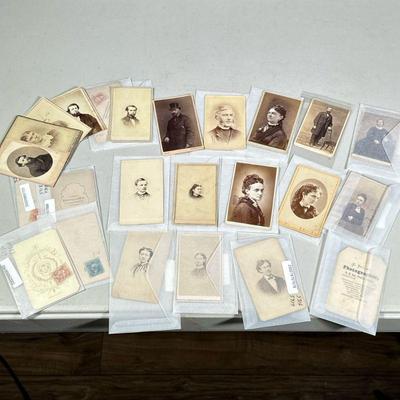 (24PC) GROUP OF VINTAGE PORTRAITS | Large set of miscellaneous portraits. - l. 5 x w. 3.25 in (of wax paper baggies)

