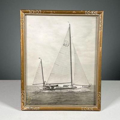 NORMAN E. FORTIER (1919-2010) | Sailboat silver gelatin print with stamps and markings on verso In a thin frame. - w. 9 x h. 11 in (frame)

