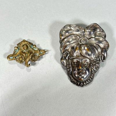 (2PC) SILVER BROOCHES | dia. 2 in (Biggest)

