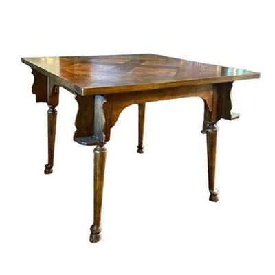 Lot 115   
Antique Victorian Solid Wood Gaming Table with Four Cup Holders