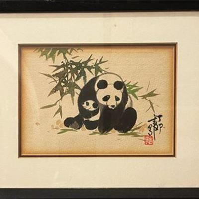 Lot 133
Chinese Signed and Sealed Panda and Cub Watercolor
